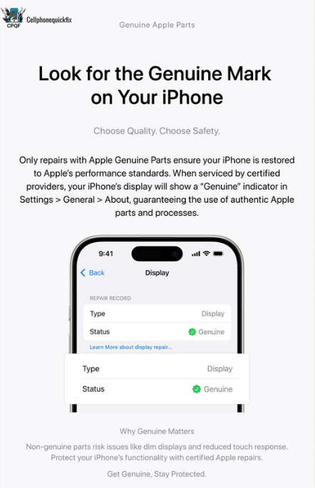 Repairs with Apple Genuine Parts Only | CellPhoneQuickFix